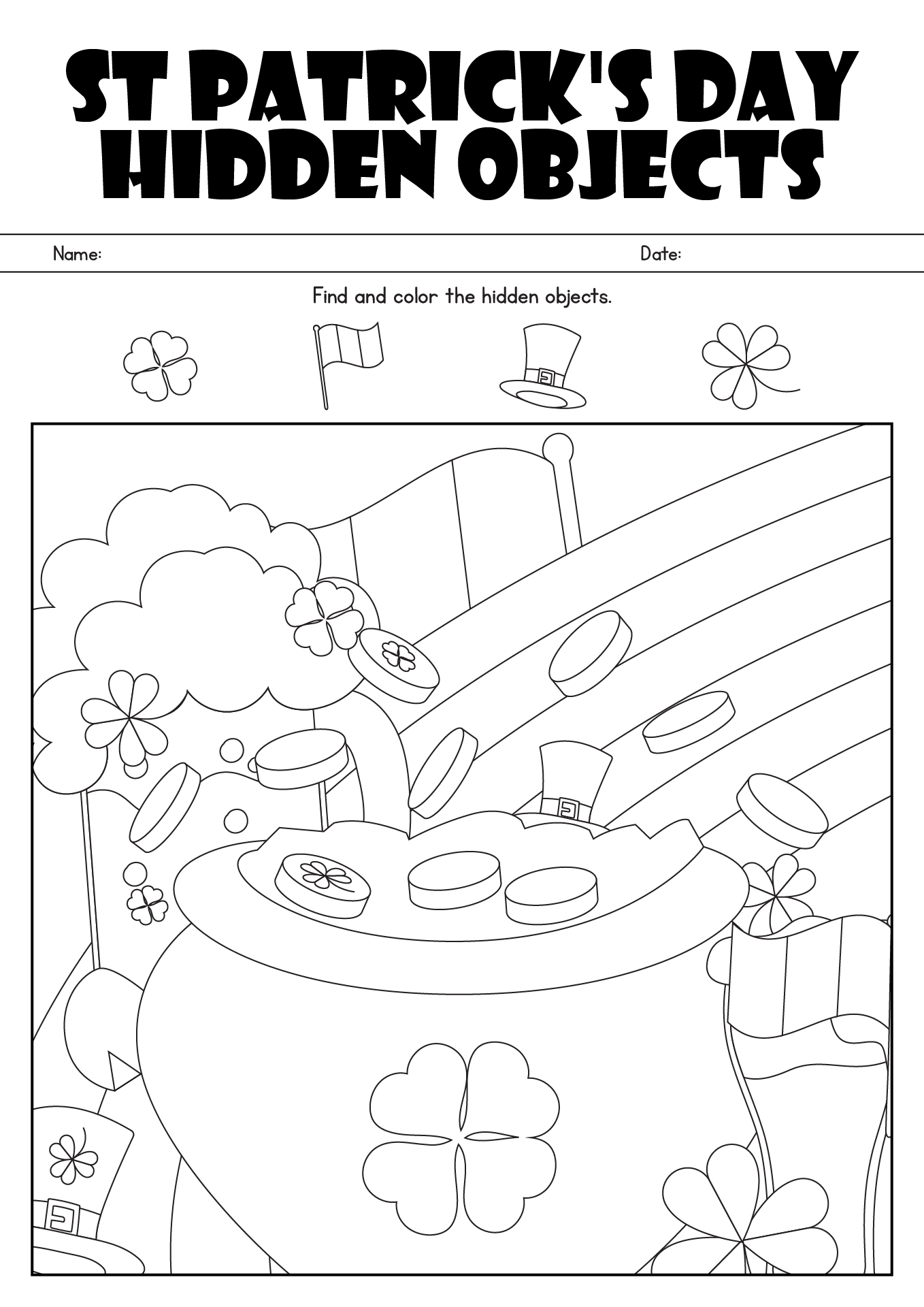 Free Hidden Objects Worksheets Printable