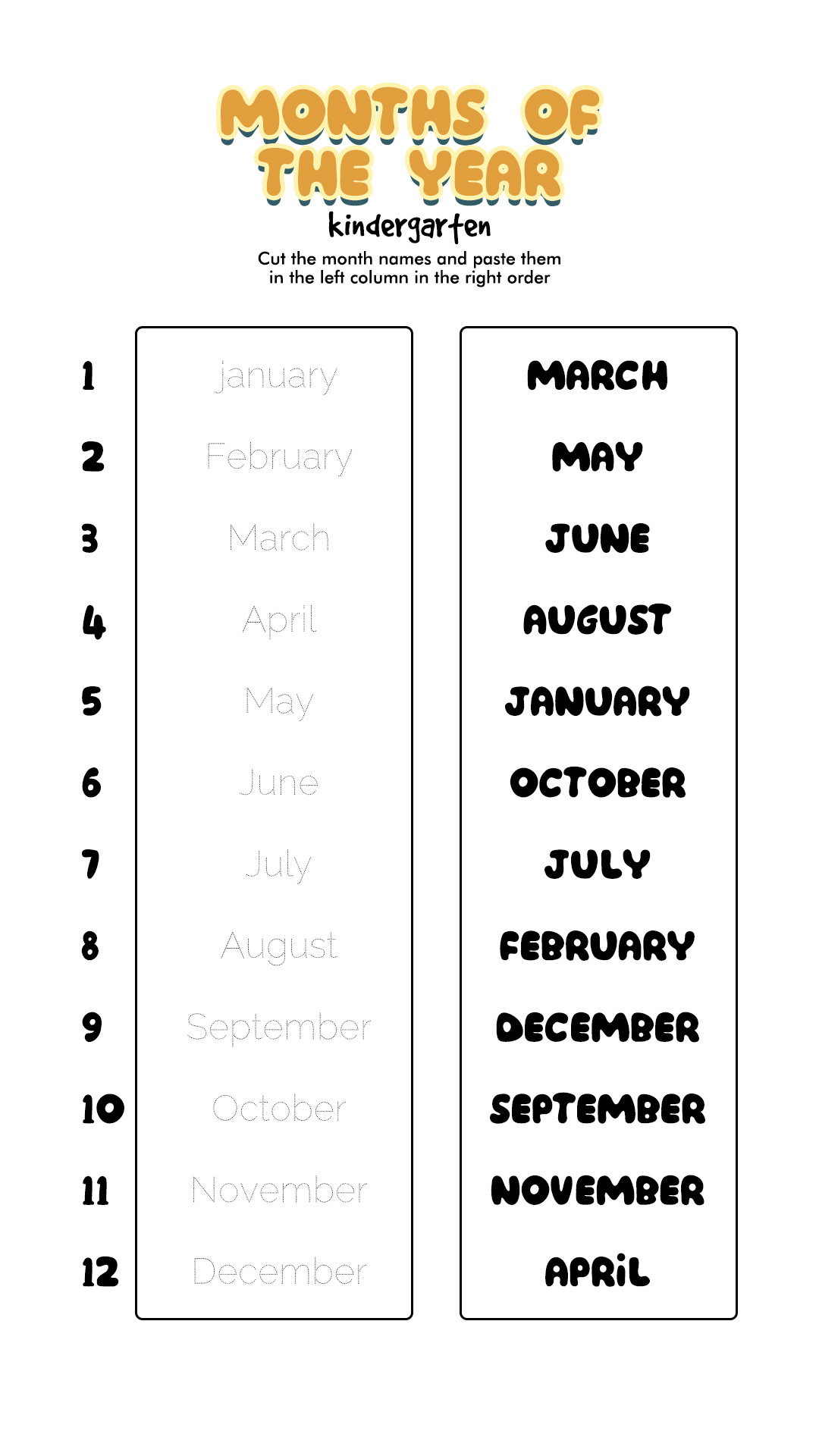 10 Best Images of Learning The Months Of The Year Worksheet Free