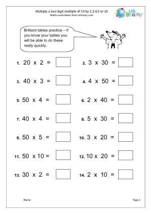 Multiplication by Multiples of 10 Worksheet