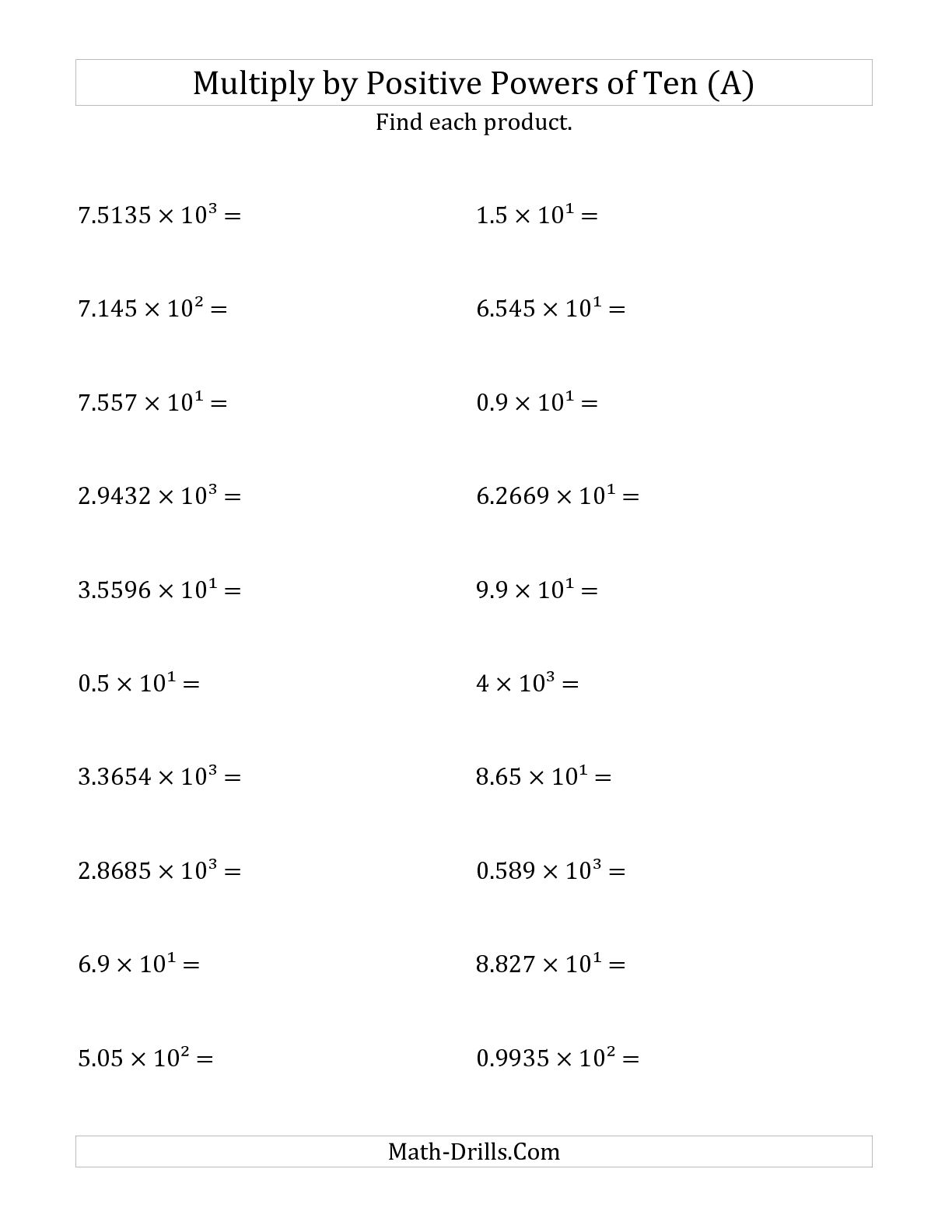 16 Best Images of Multiplication Math Worksheets Exponents