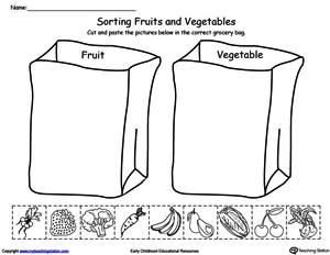 Sorting Fruits and Vegetables Worksheets