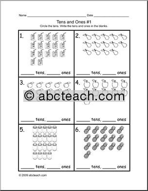 Tens and Ones Math Worksheets