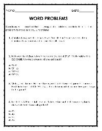 4th Grade Multiplication Word Problem Worksheets