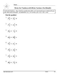 Dividing Fractions with Mixed Numbers Worksheets