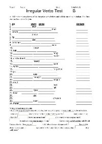 Irregular Verb Quiz Printable Worksheet