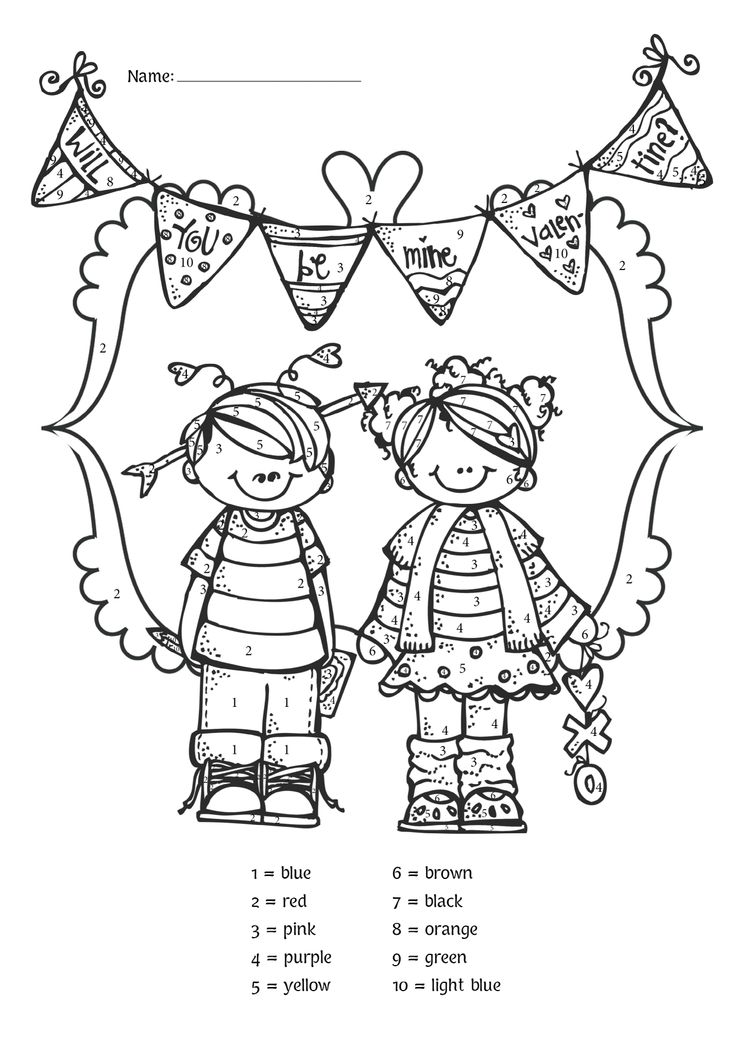 valentine coloring pages by numbers - photo #14
