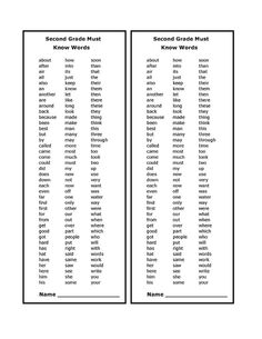 2nd Grade Spelling Words List