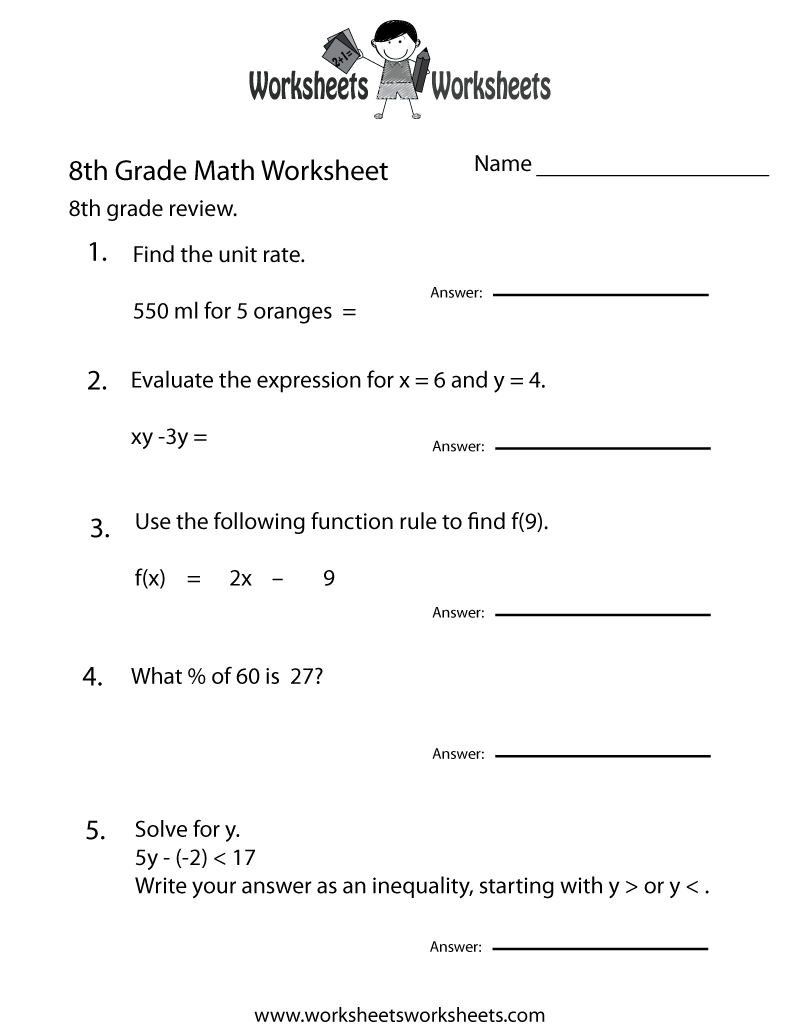 8th Grade Worksheet Category Page 1 Worksheeto