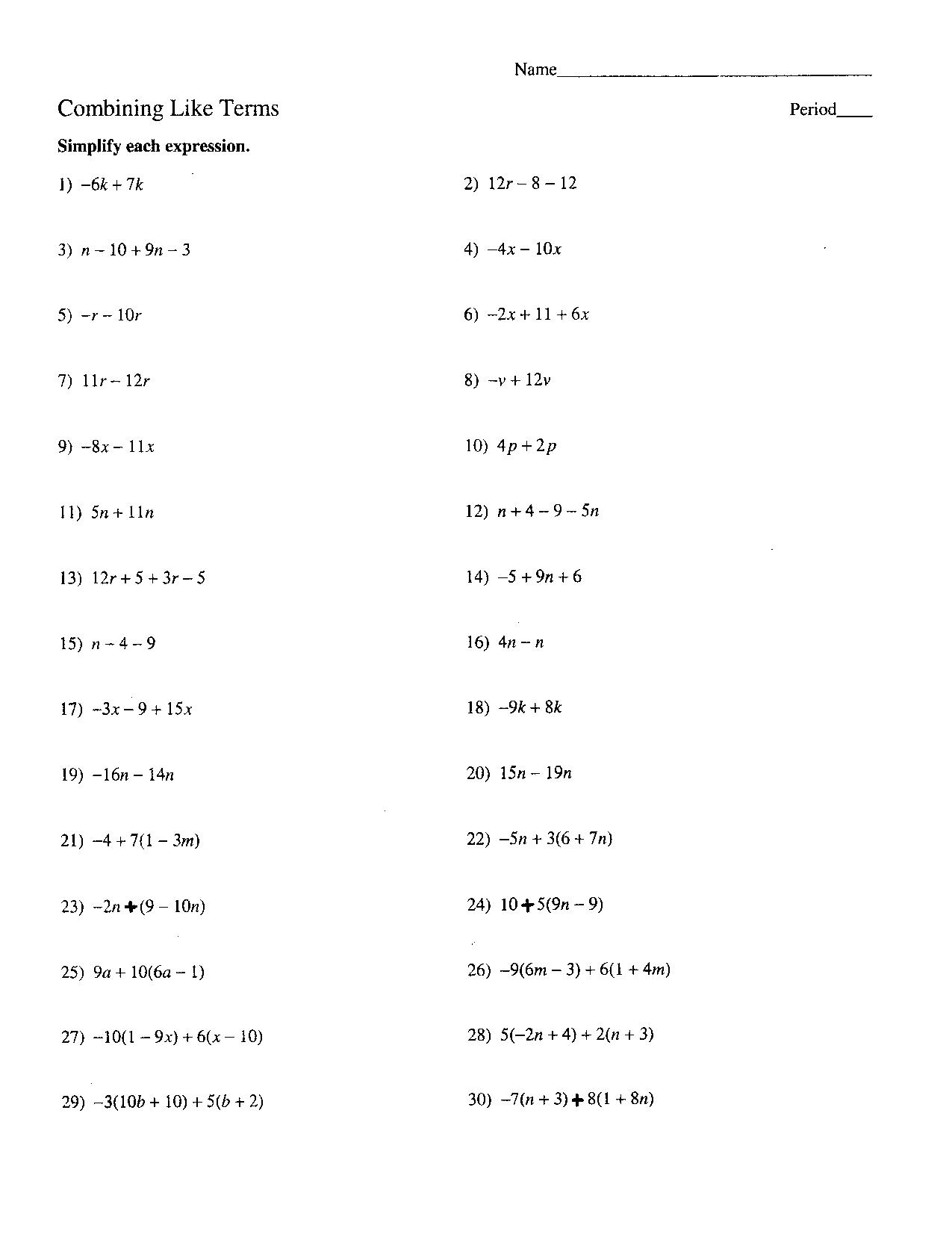 10 Best Images of Combining Like Terms Worksheet Basic Combining Like Terms Worksheets 10 Best Images of Combining Like Terms Worksheet Basic Combining Like Terms Worksheets