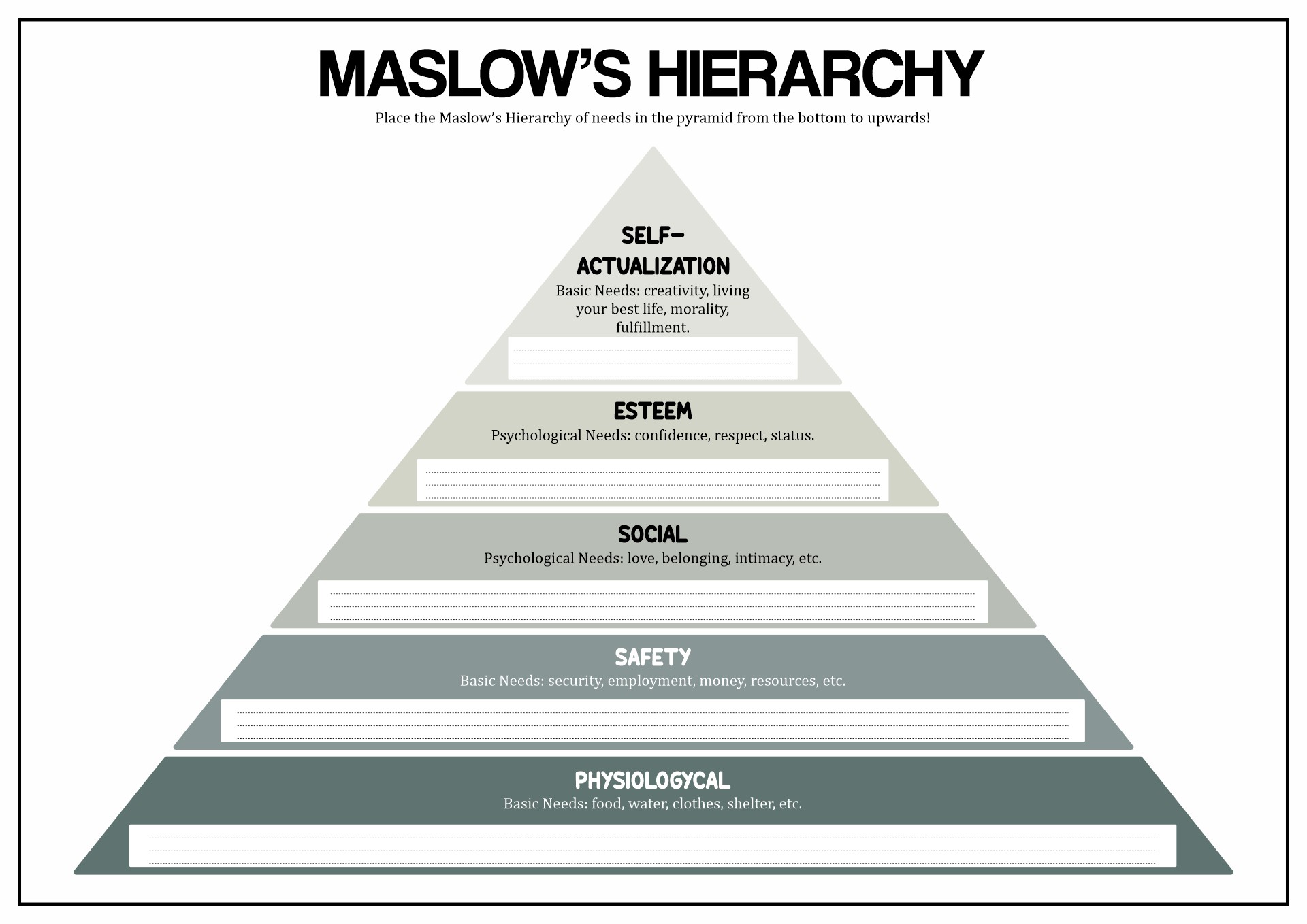 Printable Free Printable Maslow s Hierarchy Of Needs Pdf Printable 