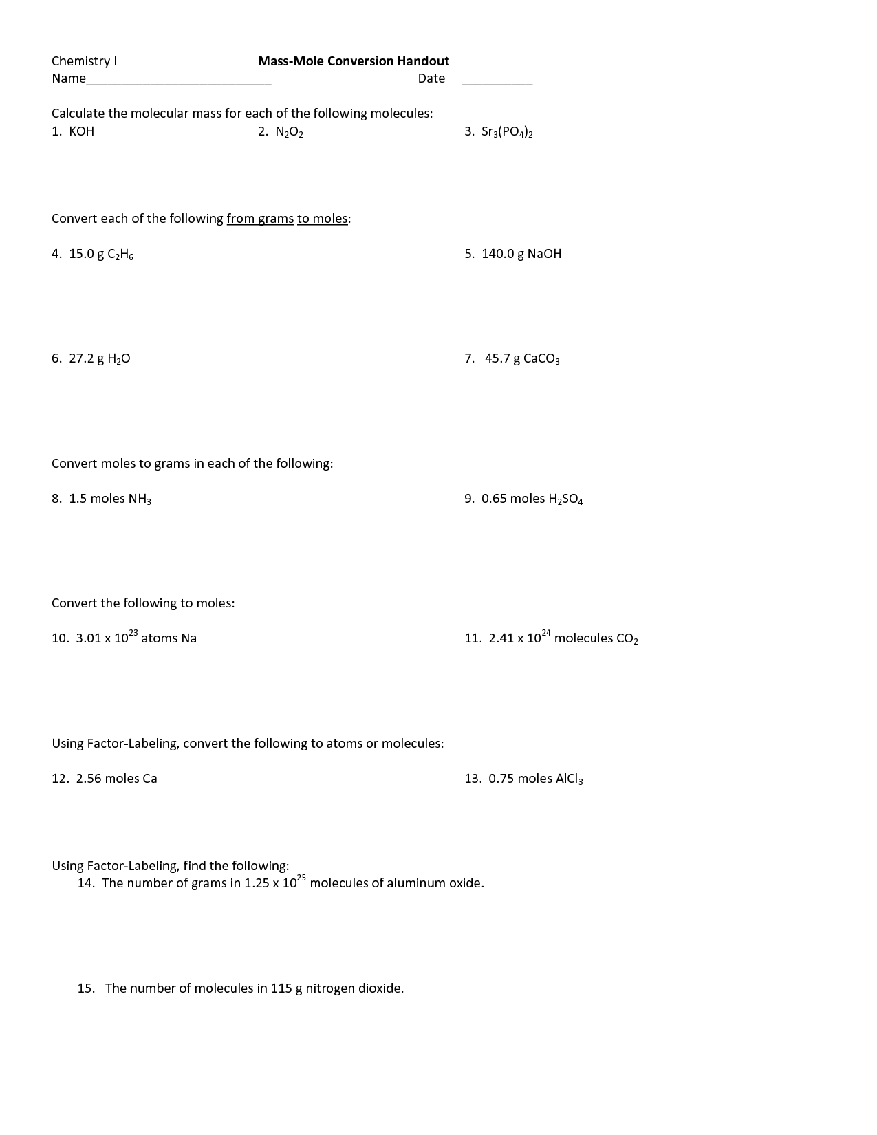 10 Best Images of Moles And Mass Worksheet Answers  Moles and Molar Mass Worksheet, Mole 