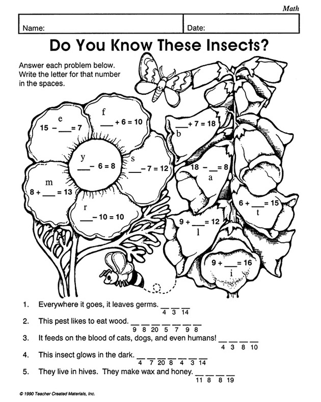 Addition And Subtraction Coloring Worksheets With Answer Key