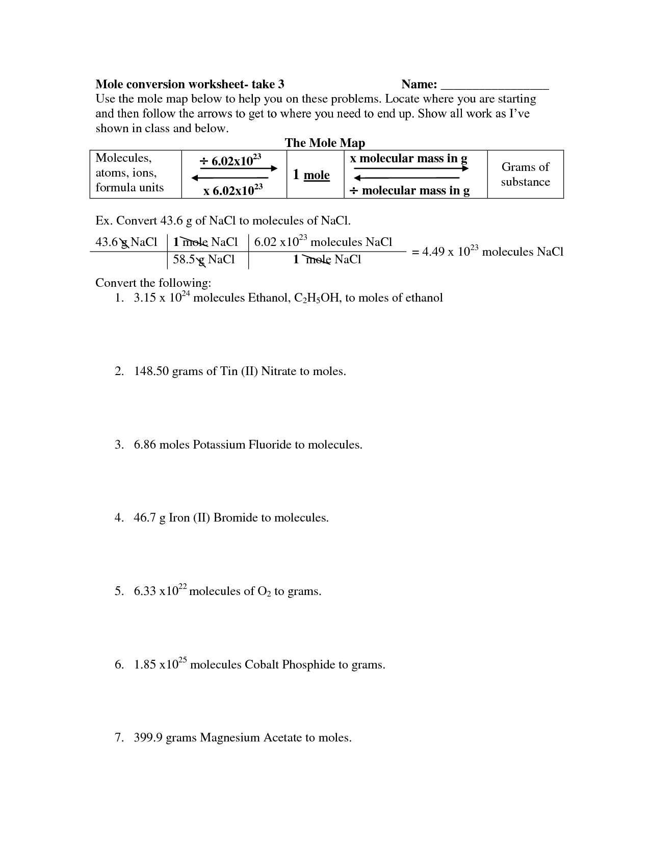 10 Best Images of Moles And Mass Worksheet Answers  Moles and Molar Mass Worksheet, Mole 