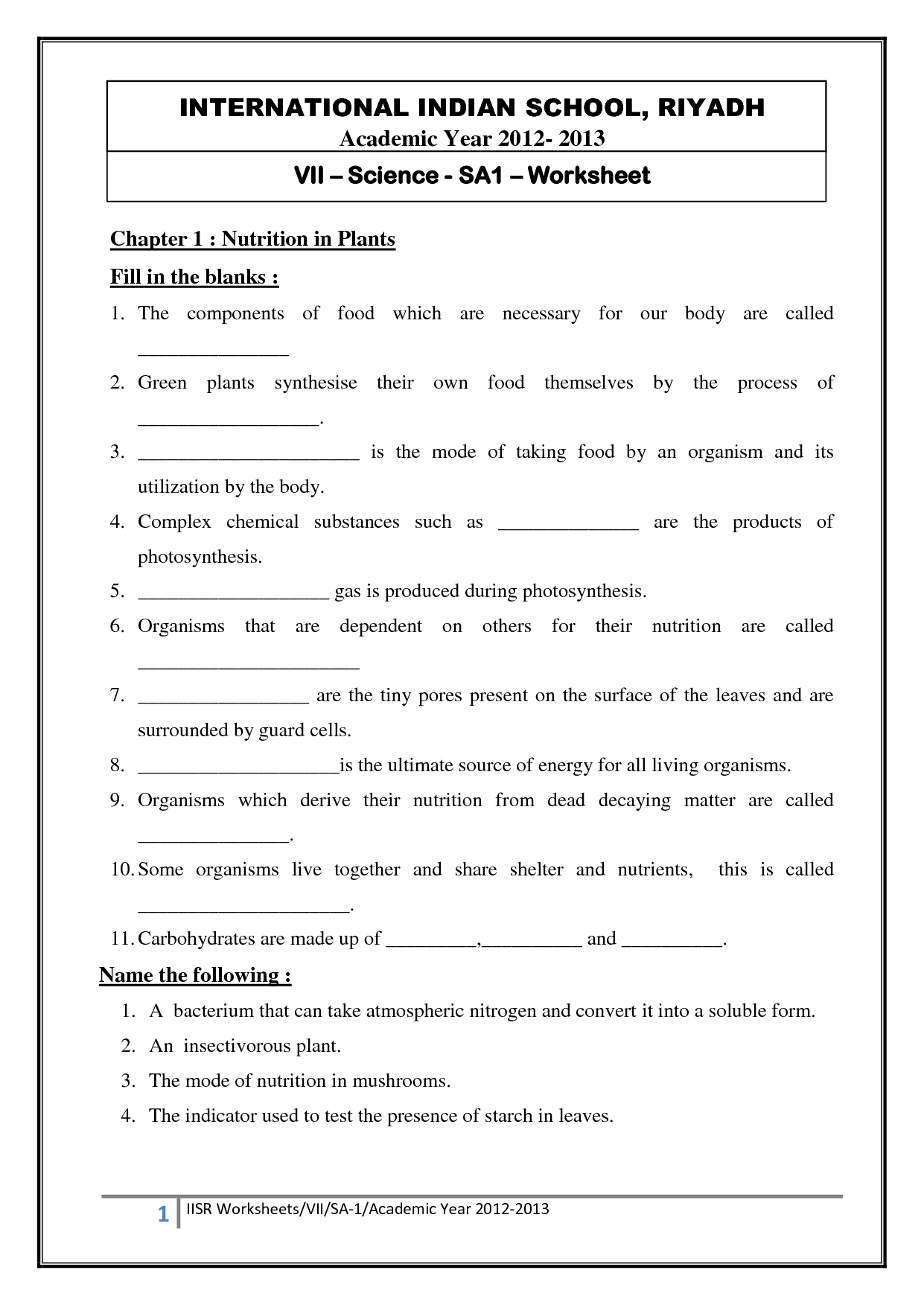 Blank Nutrition Label Worksheet