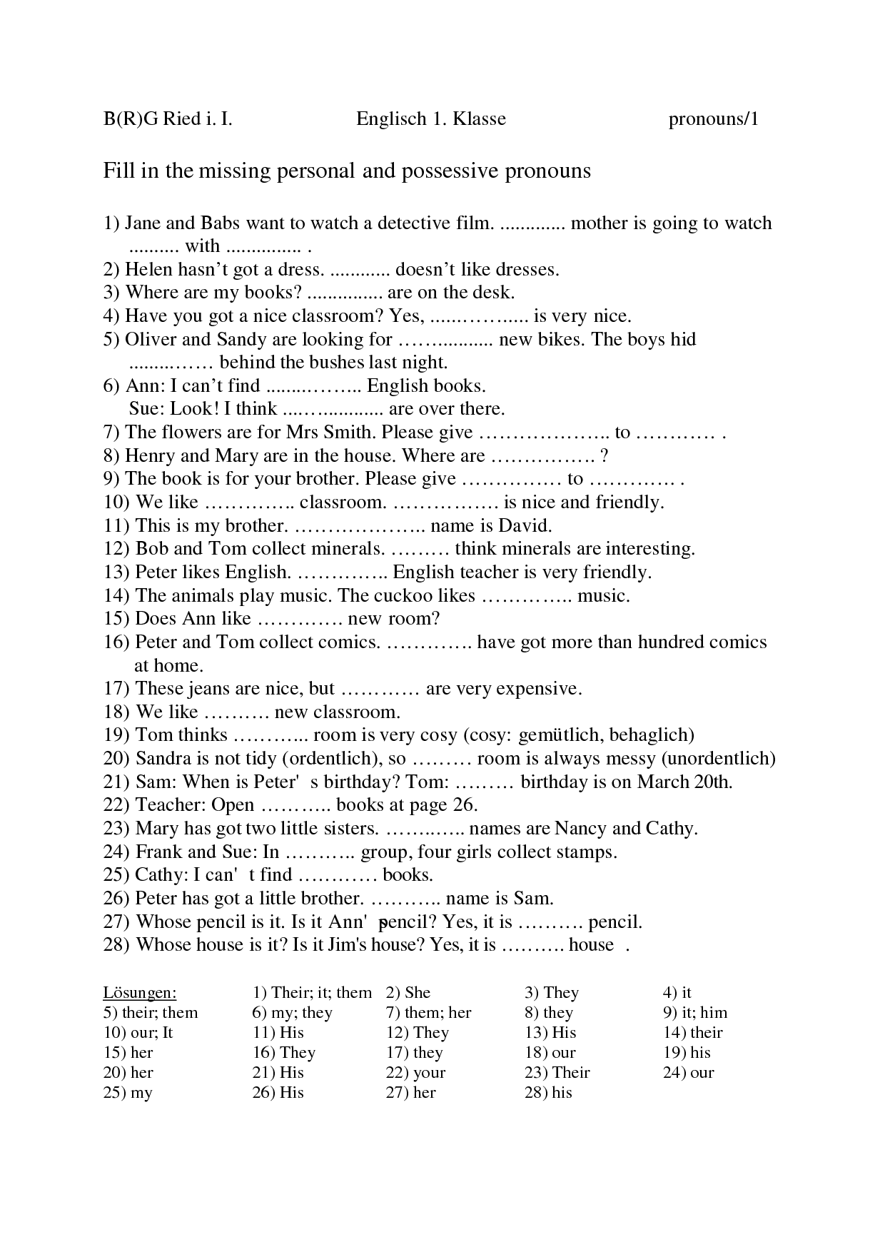 17 Best Images Of Personal And Possessive Pronouns Worksheet 