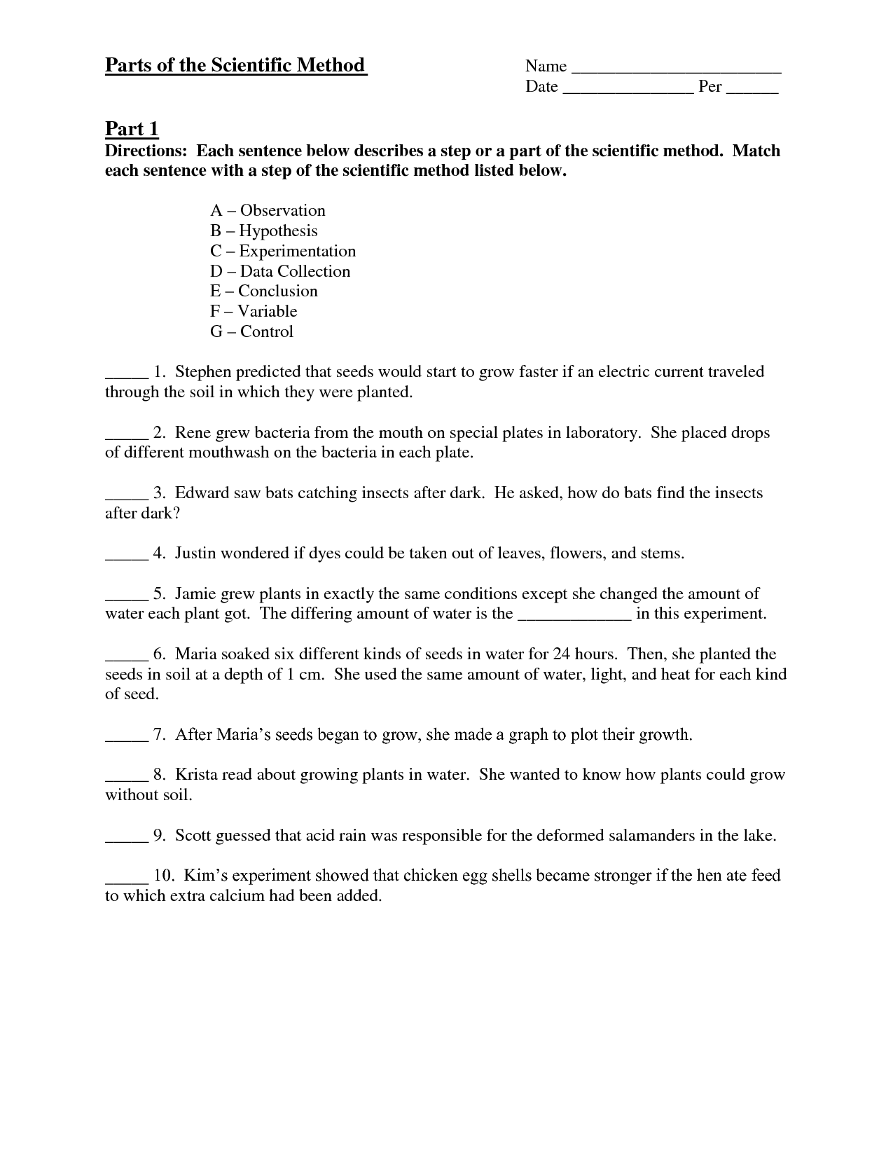 Scientific Method In Action Worksheet Answer Key