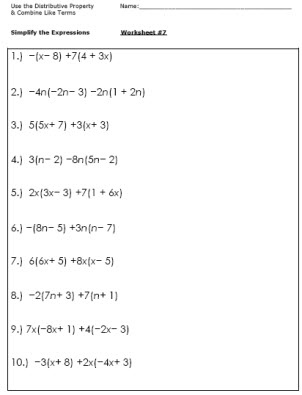 10 Best Images of Combining Like Terms Worksheet Basic - Combining Like