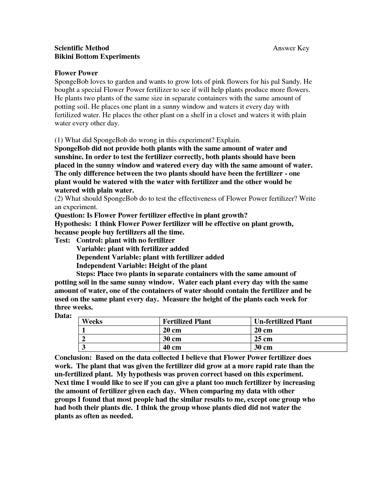 Scientific Method In Action Answer Key