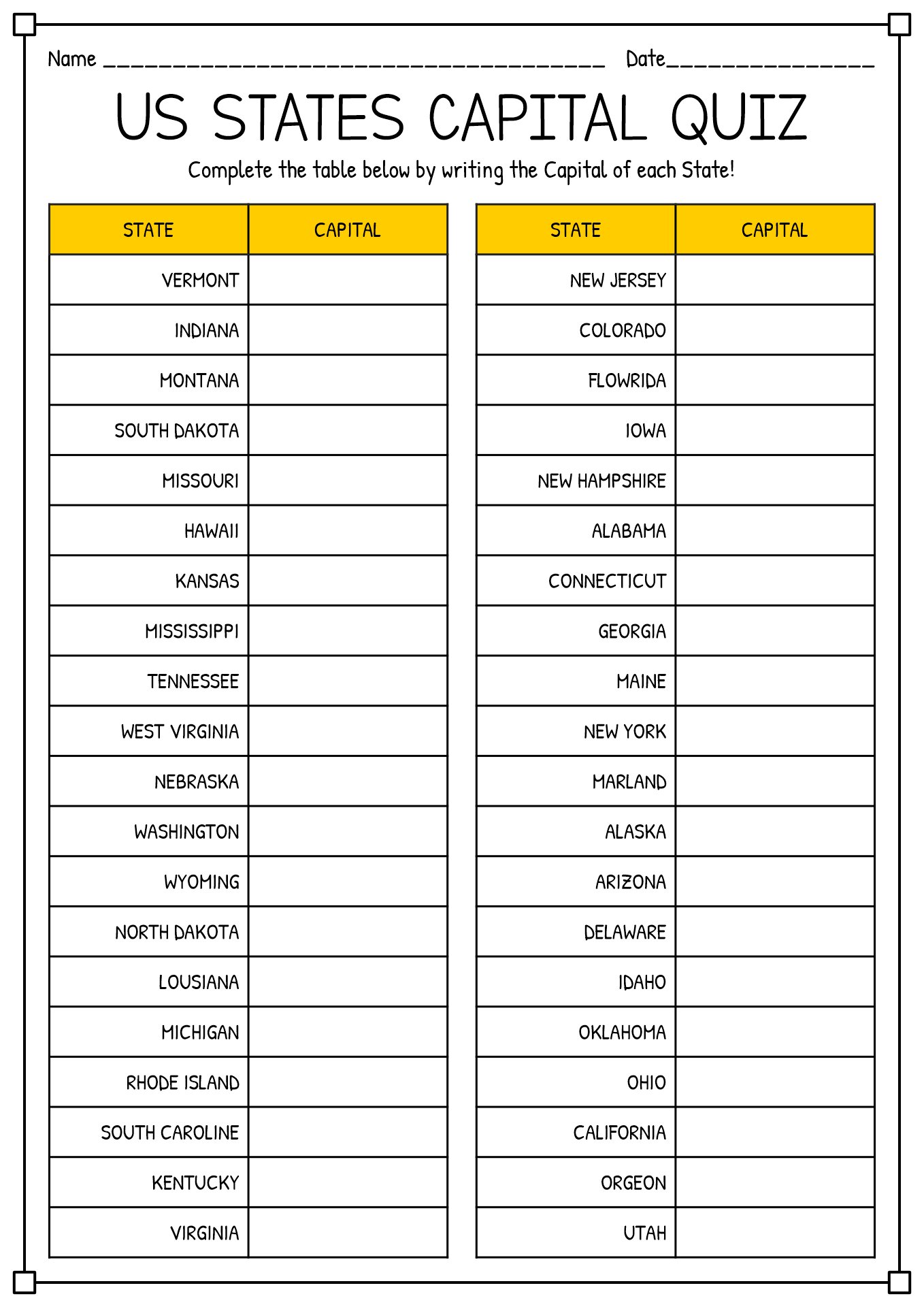 14 Best Images Of States And Capitals Worksheets States And Capitals