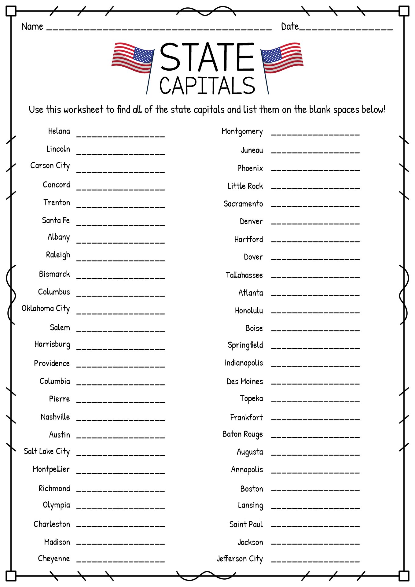 14 Best Images Of States And Capitals Worksheets States And Capitals