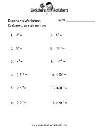 Exponents Worksheets 6th-Grade