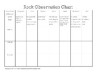 Rock Observation Chart