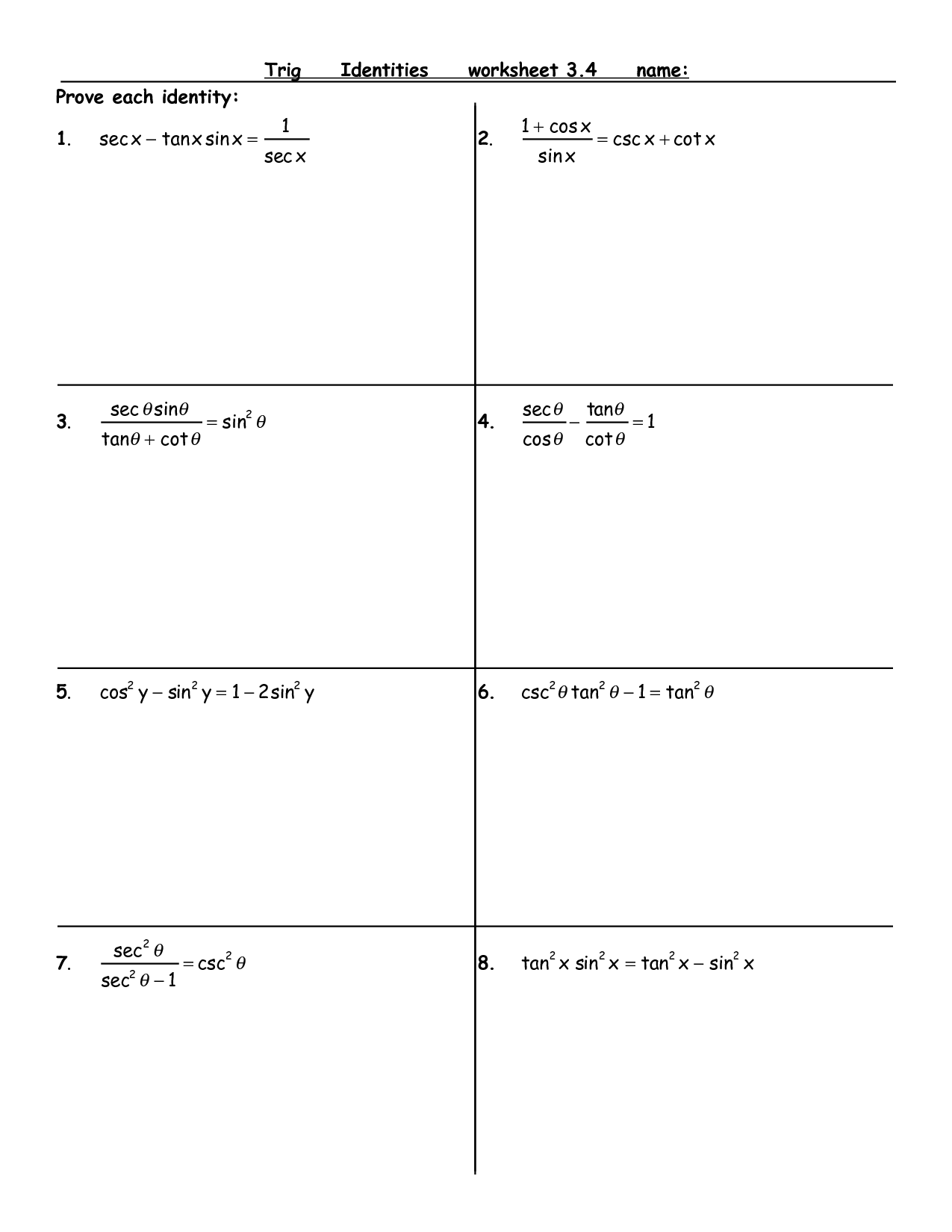 14 Best Images of Basic Trigonometry Worksheet - Trig Equations