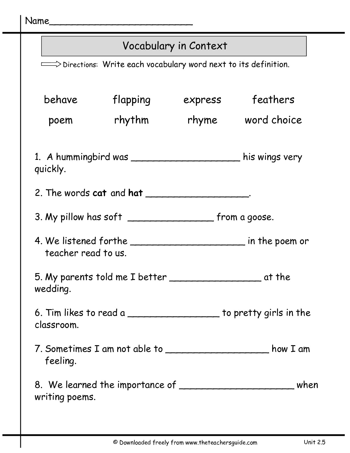13 Best Images of Vocabulary Practice Worksheets 3rd Grade Reading