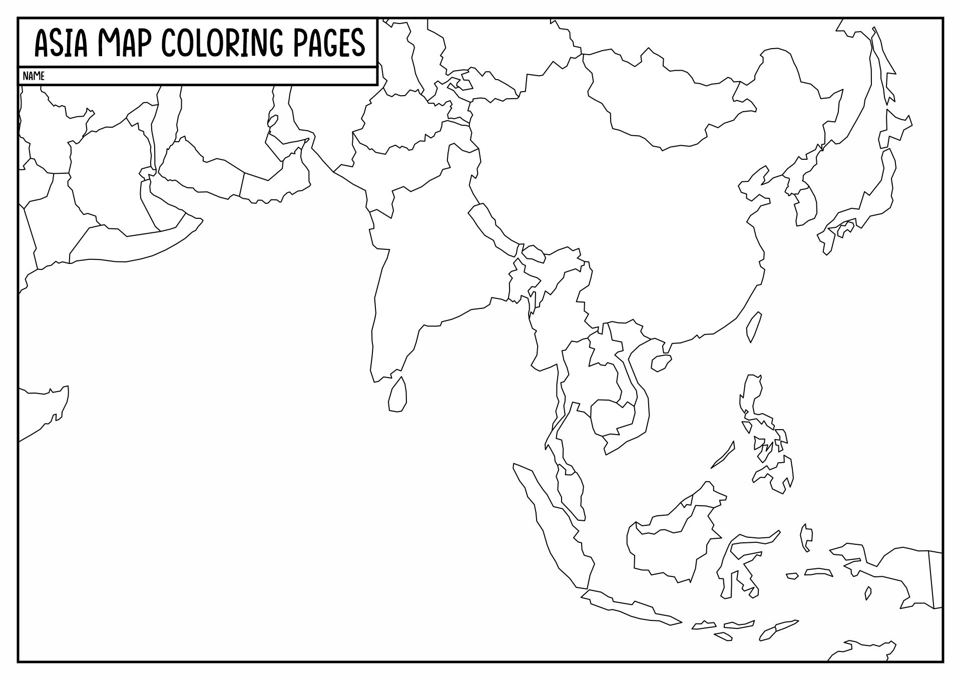 7 Best Images of Asia Blank Map Worksheets Printable Blank Asia Map