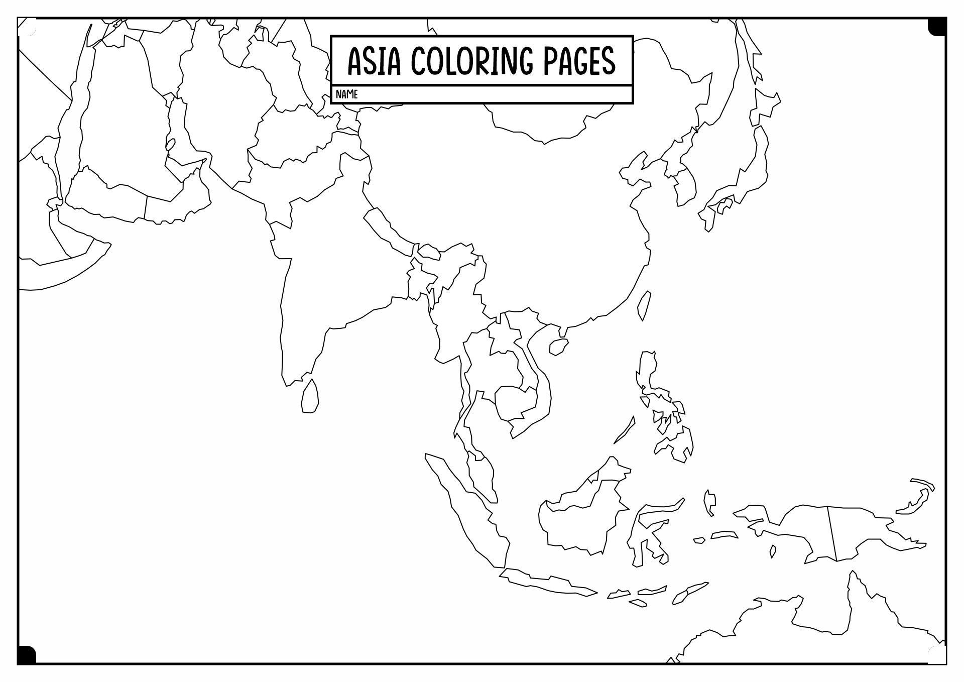 Blank Asia Map Printable