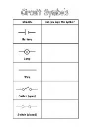 Circuit Symbols Worksheet