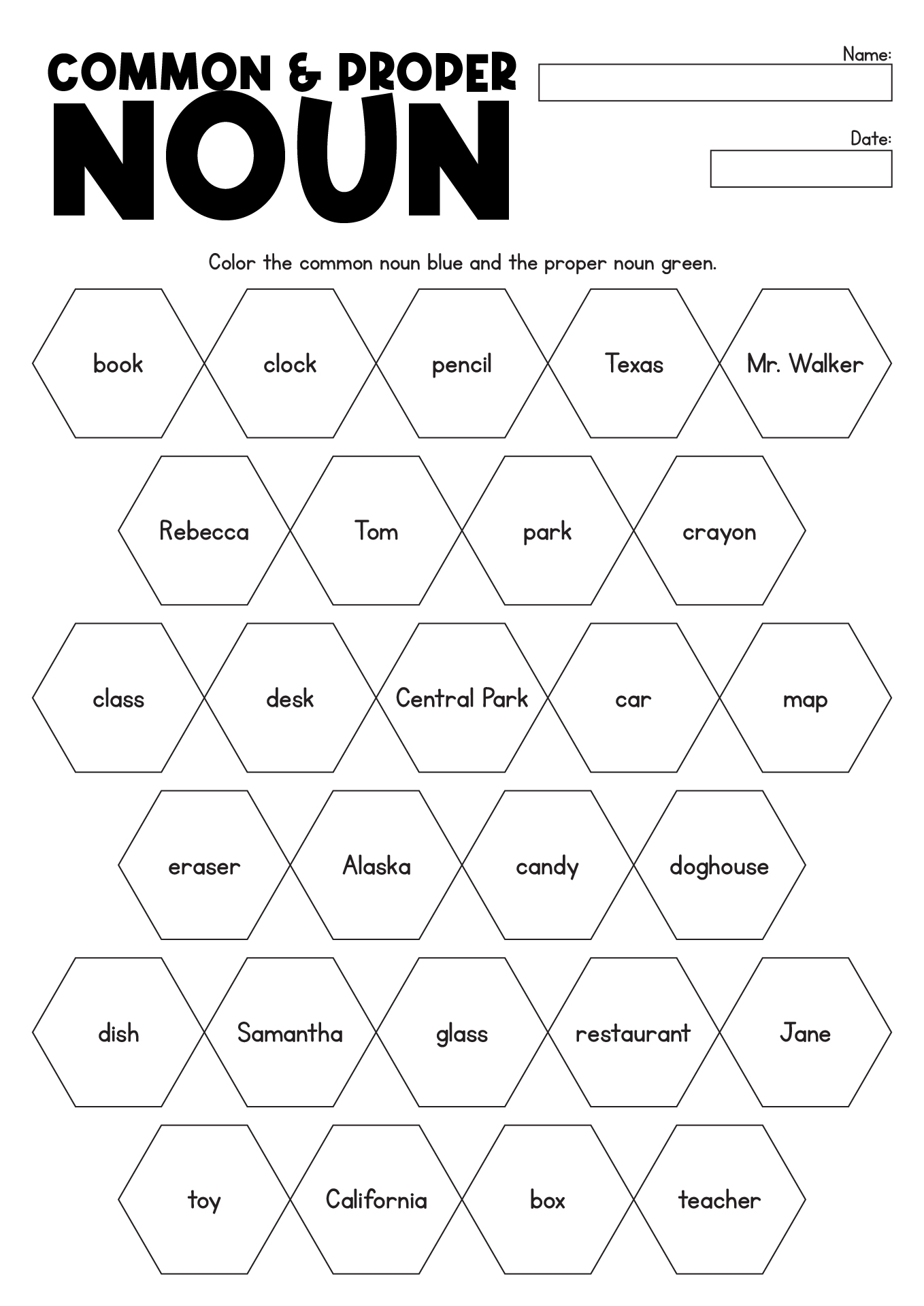 Common And Proper Nouns Worksheet With Pictures