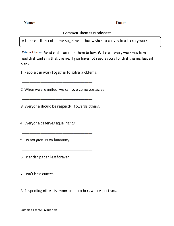 12 Best Images of Worksheets Finding The Theme  Reading Theme Worksheets, Theme Worksheets 3rd 