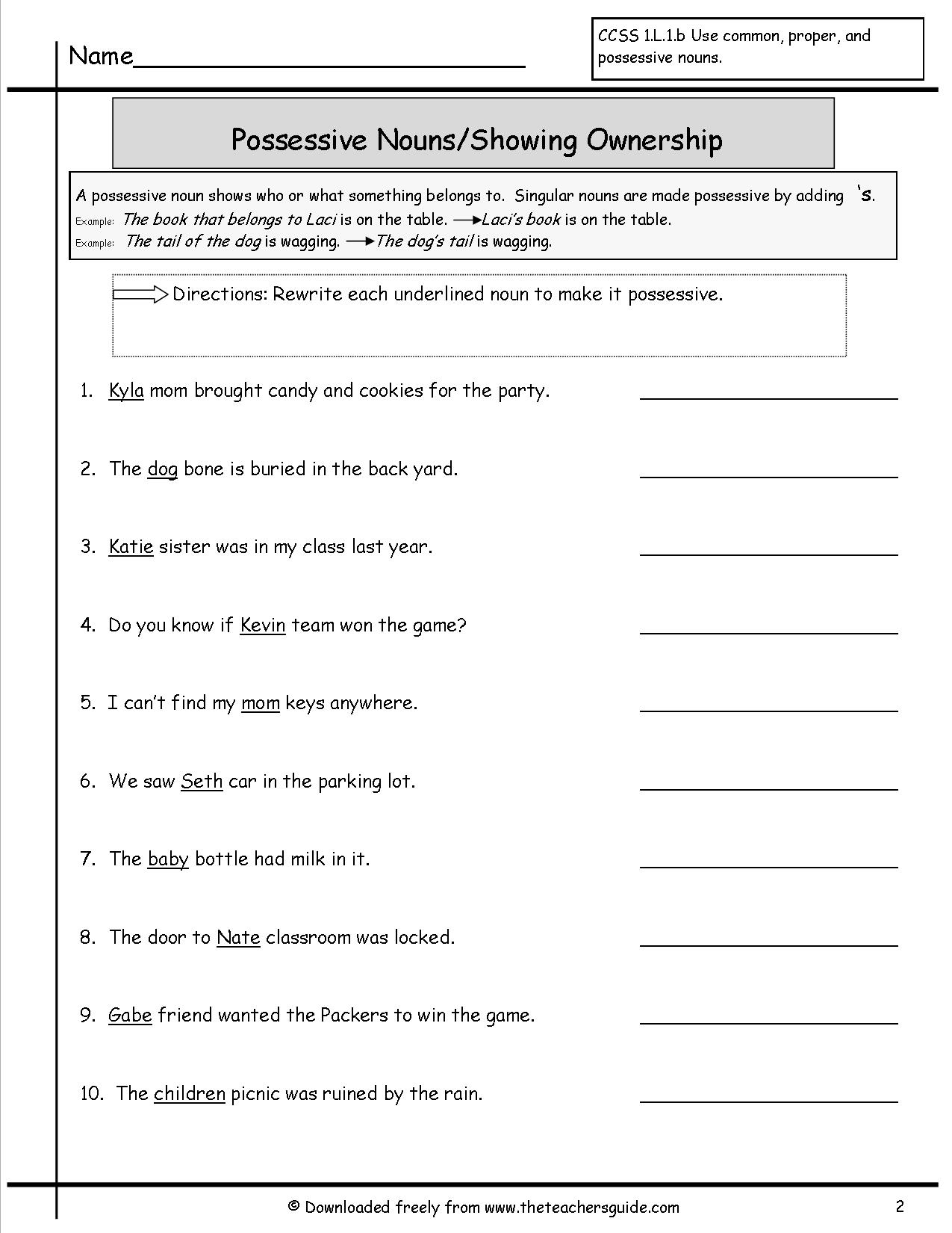 Free Plural And Possessive Nouns Worksheets