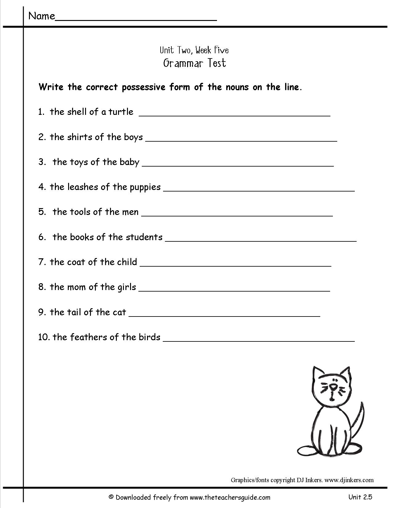 Possessive Nouns 2nd Grade Worksheets