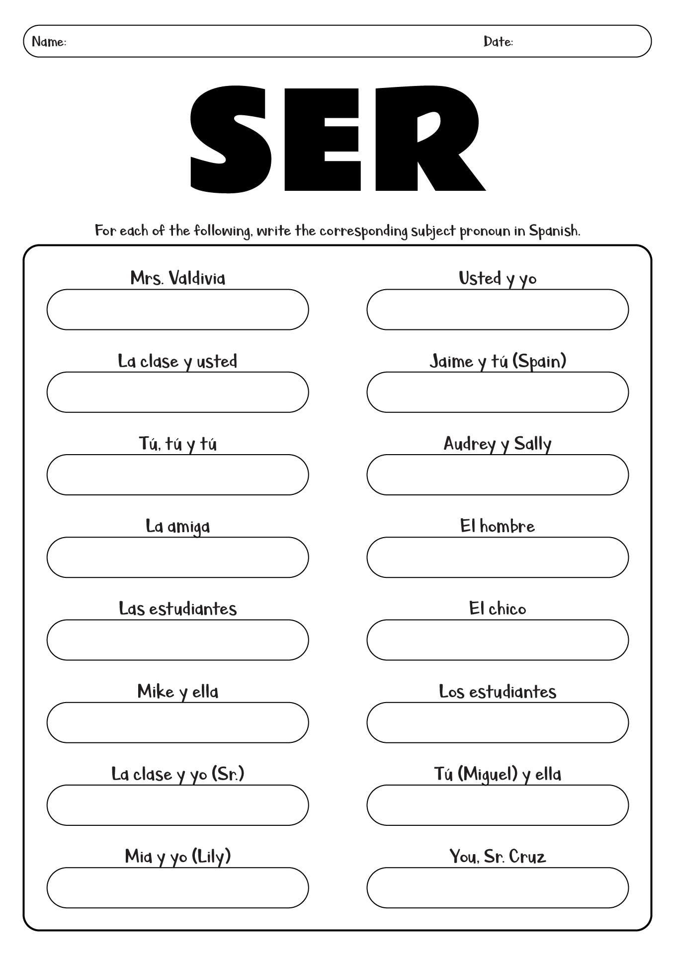 13 Best Images of Ser Vs Estar Printable Worksheets - Spanish Ser and
