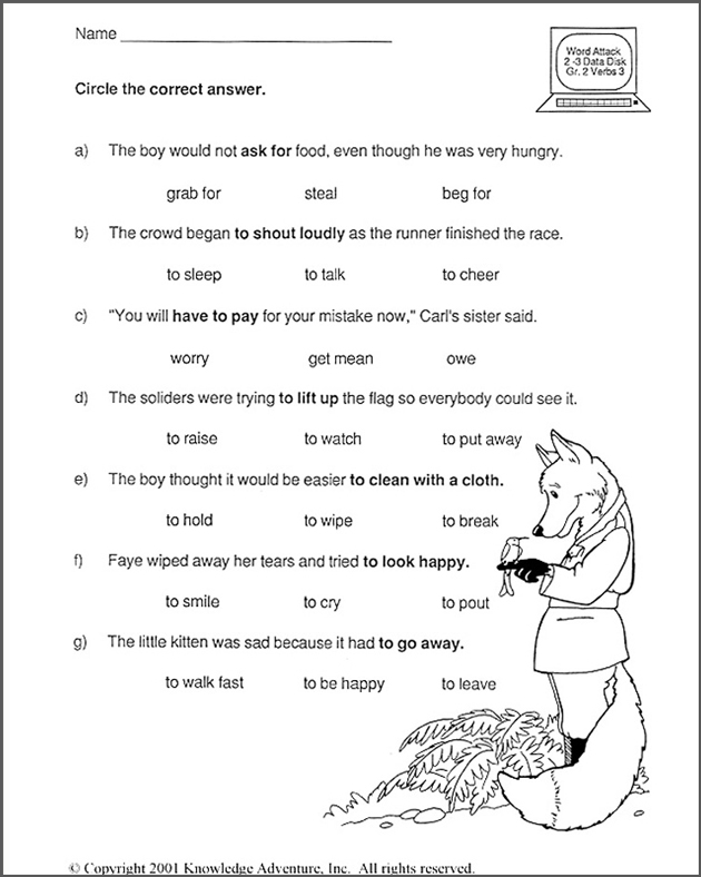 Free Printable Verb Worksheets Middle School