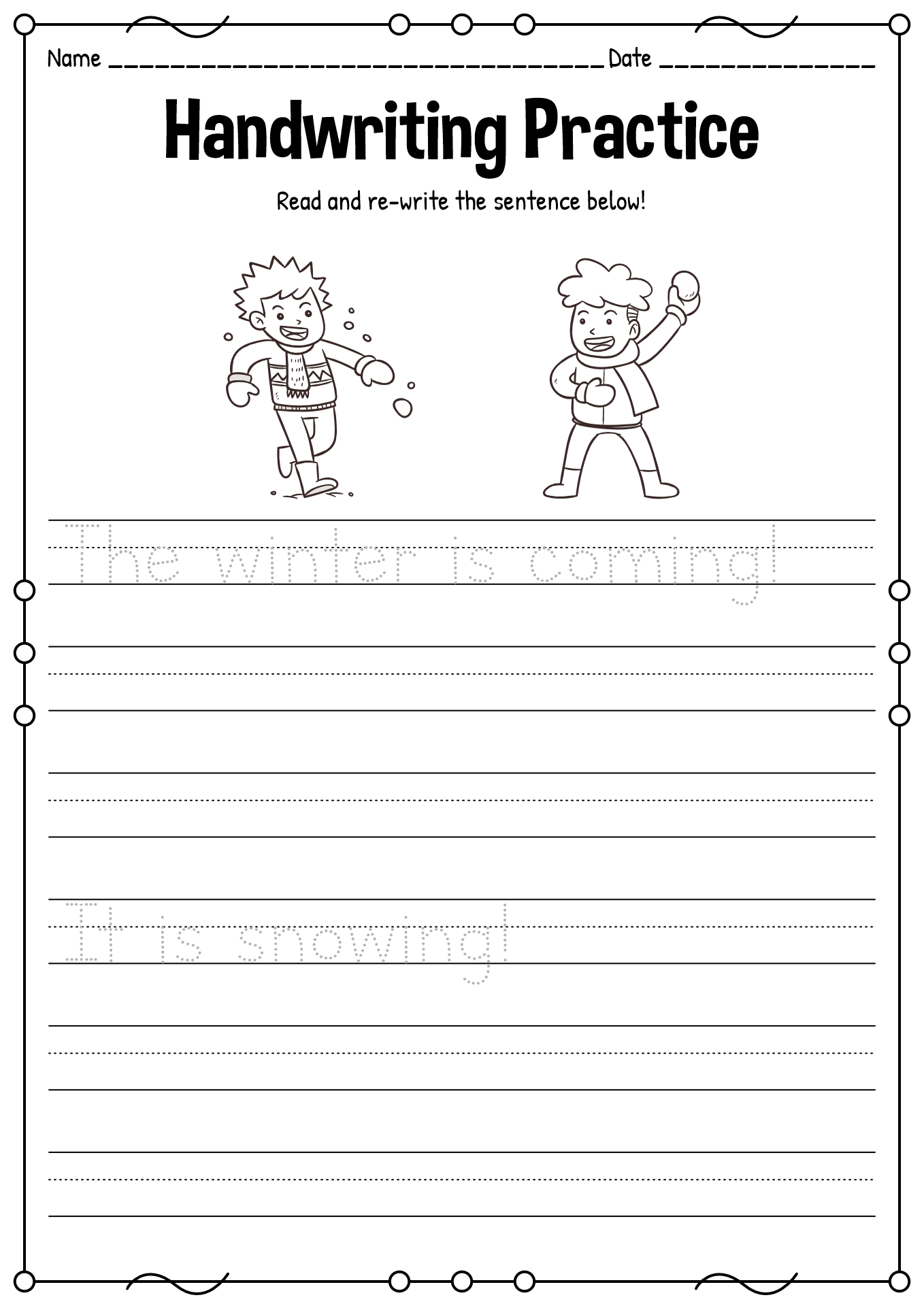 Snow Handwriting Worksheet