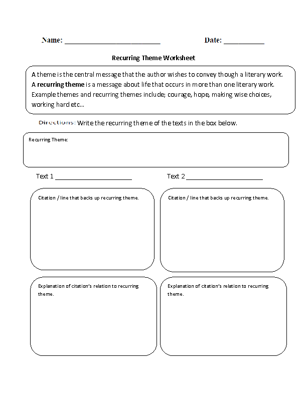 12 Best Images of Worksheets Finding The Theme  Reading Theme Worksheets, Theme Worksheets 3rd 