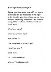 Autobiography Questions for Kids