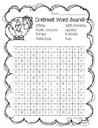 Continents Word Search