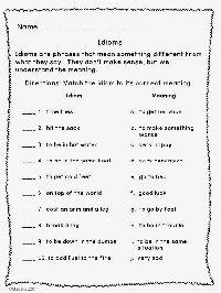 Idioms Figurative Language Worksheets 3rd Grade