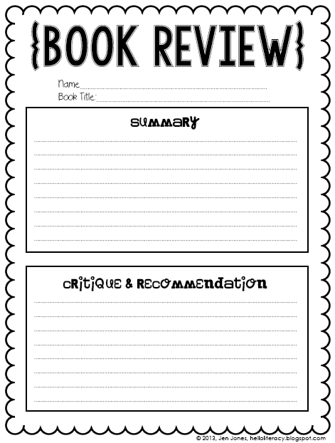 2nd Grade Book Review Template