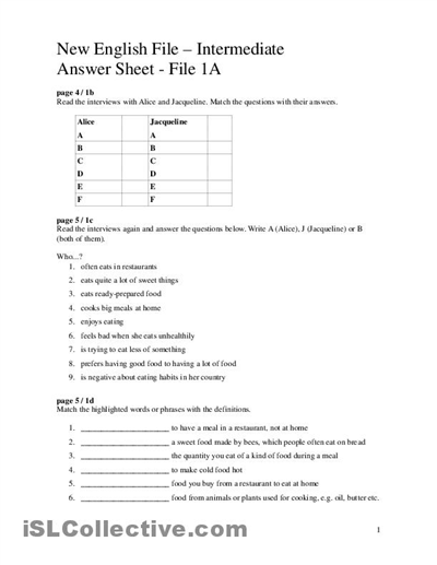 english homework sheets