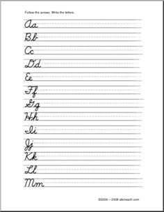 Cursive Writing Practice Sheets