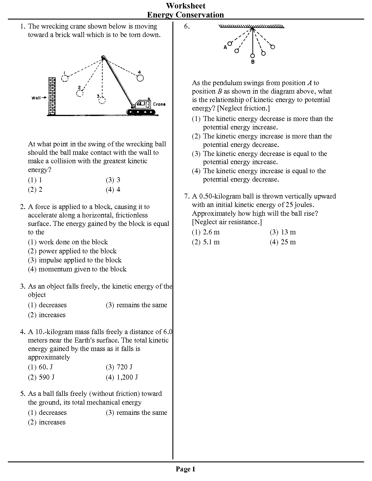 10 Best Images of Www Potential Energy Worksheets - Potential Energy