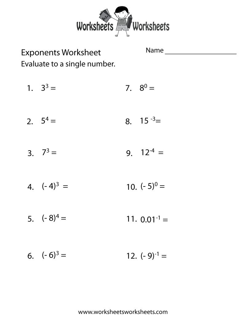 9 Best Images of Laws Of Exponents Worksheet - Exponents Worksheets 6th
