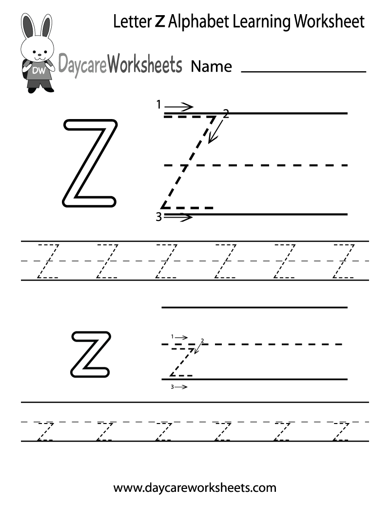 Free Letter Z Worksheets