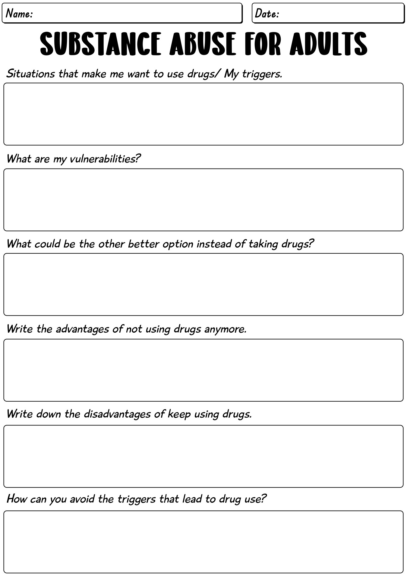 18 Best Images of Substance Abuse Group Topic Worksheets  Free Substance Abuse Worksheets for 