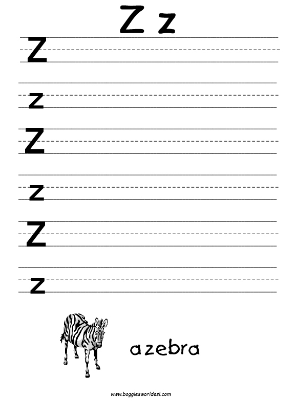 Letter Z Writing Worksheets